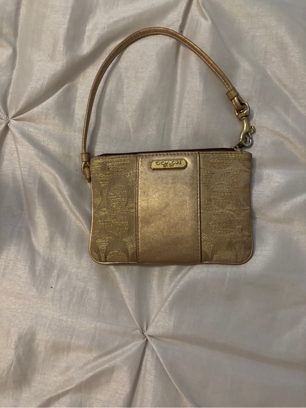 Coach Metallic Gold Signature Wristlet